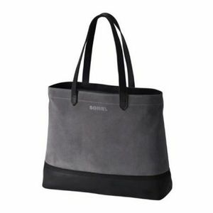 NWT Sorel tote bag grey suede and black leather